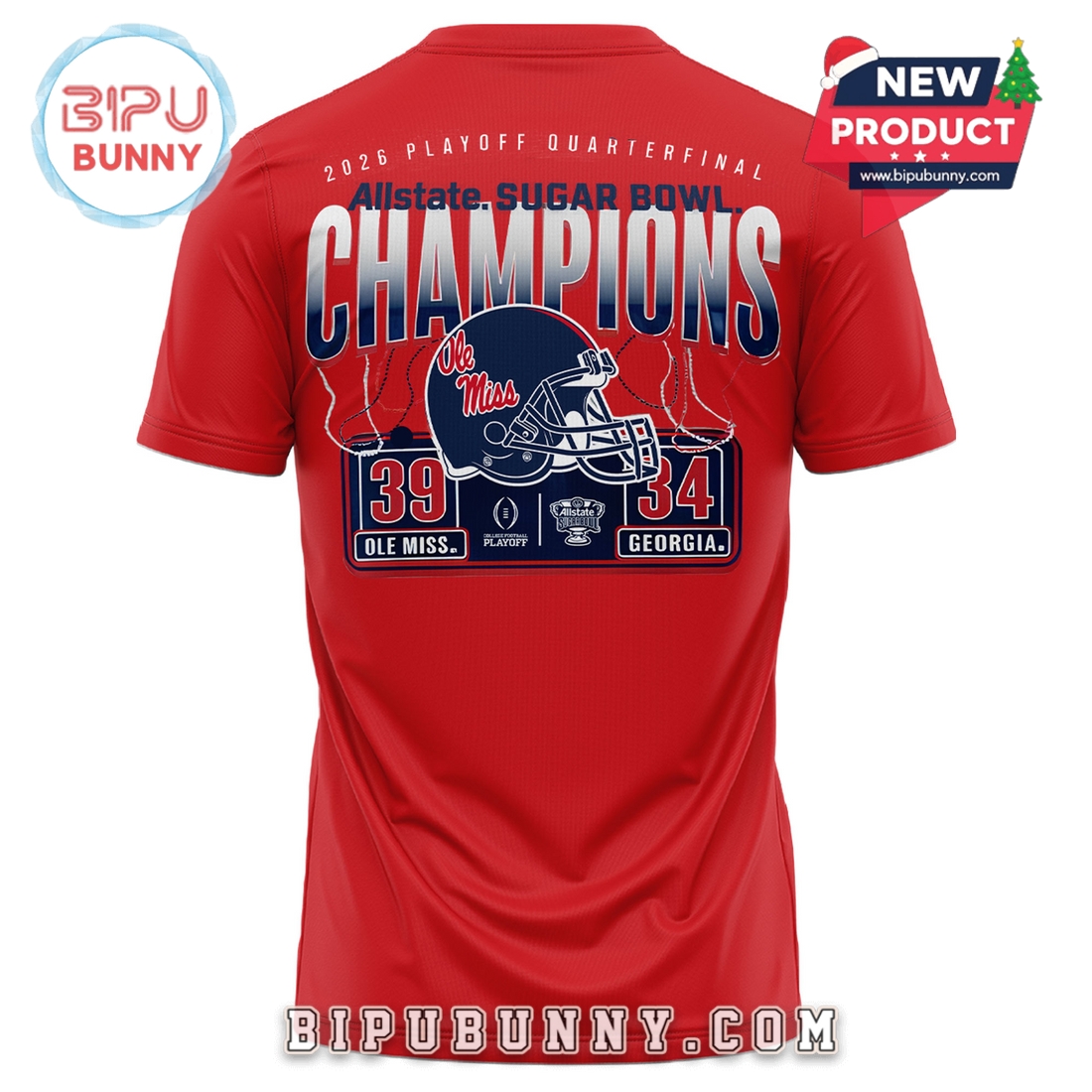 Ole Miss Rebels Sugar Bowl Champions Red Hoodie 2026 Ole Miss Rebels Sugar Bowl Champions Red Hoodie 2026