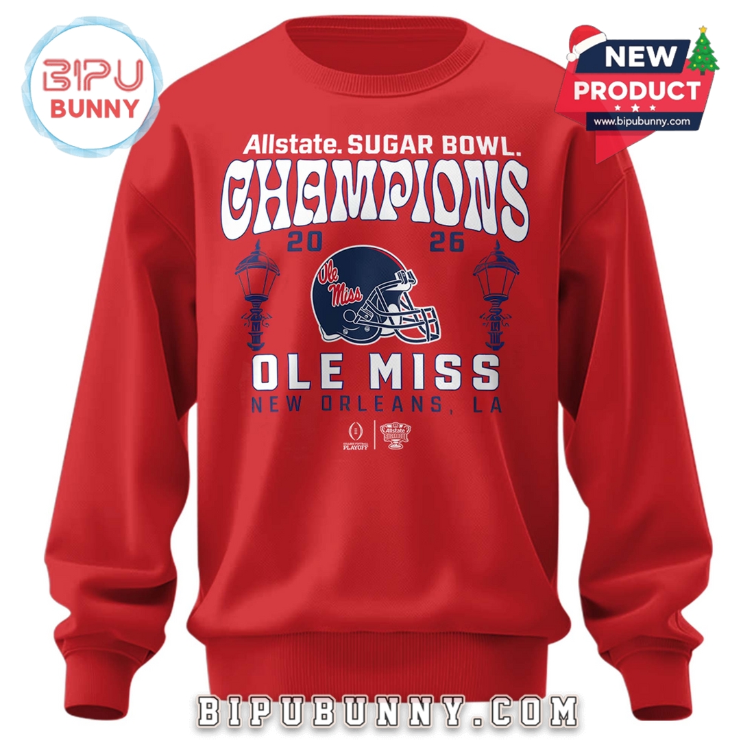 Ole Miss Rebels Sugar Bowl Champions Red Hoodie 2026 Ole Miss Rebels Sugar Bowl Champions Red Hoodie 2026