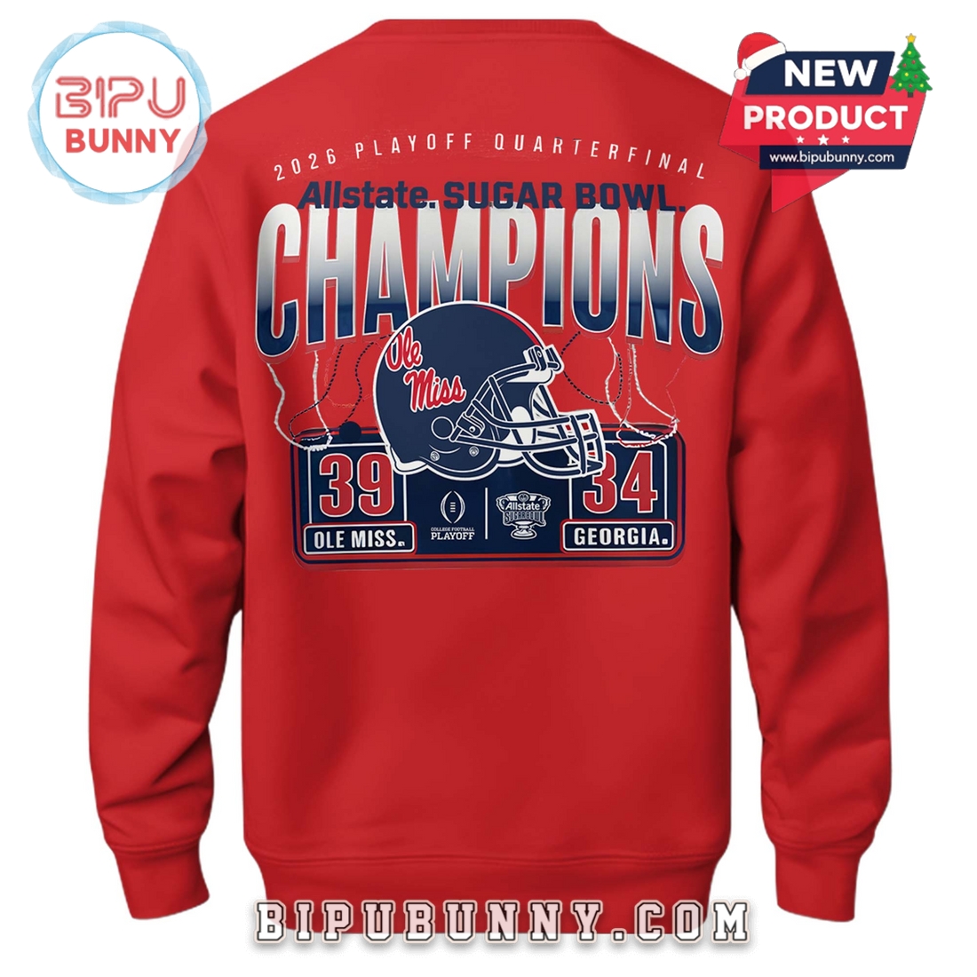 Ole Miss Rebels Sugar Bowl Champions Red Hoodie 2026 Ole Miss Rebels Sugar Bowl Champions Red Hoodie 2026