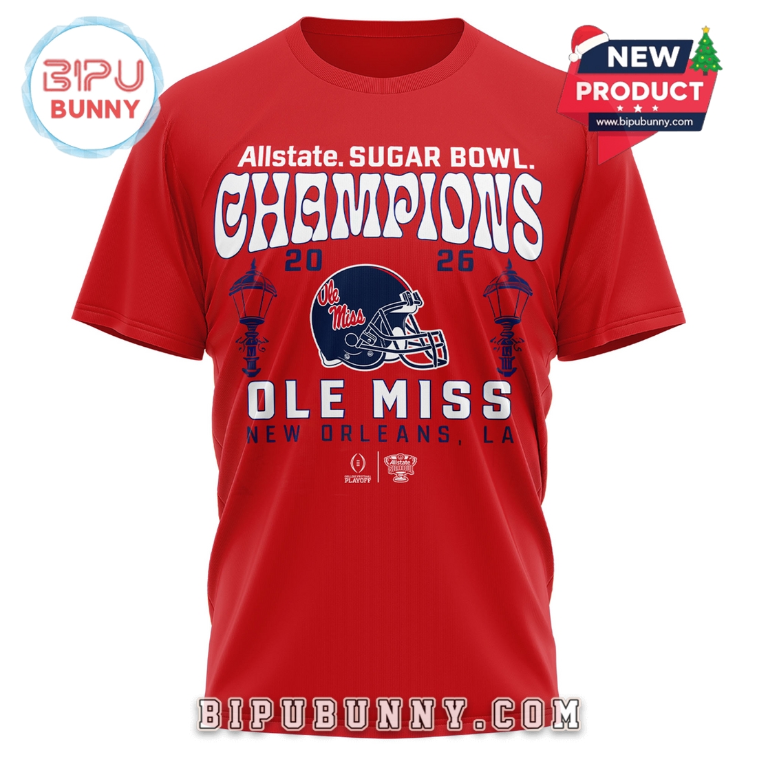 Ole Miss Rebels Sugar Bowl Champions Red Hoodie 2026 Ole Miss Rebels Sugar Bowl Champions Red Hoodie 2026