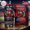 Tumbler and gift box celebrating Ole Miss Sugar Bowl victory with game score and detailed mascot artwork.