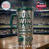 Eagles Nation mug with slogan at stadium.
