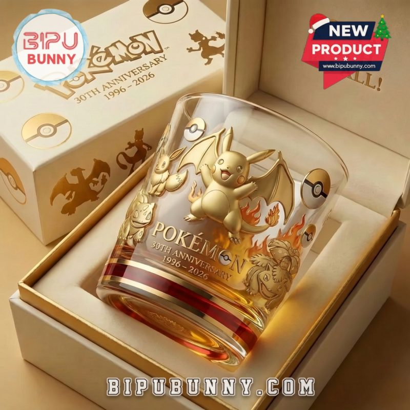 Pikachu Pokemon 30th Anniversary Whiskey Glass