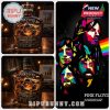 Pink Floyd themed bottle displayed with tribute artwork and bold colorful band imagery!