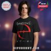Black t-shirt with the band name Evanescence, red symbol, and signatures below the symbol.!