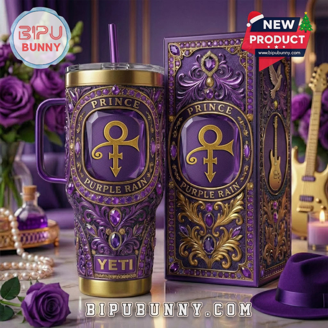 Prince Purple Rain 40oz Tumbler With Handle Prince Purple Rain 40oz Tumbler With Handle