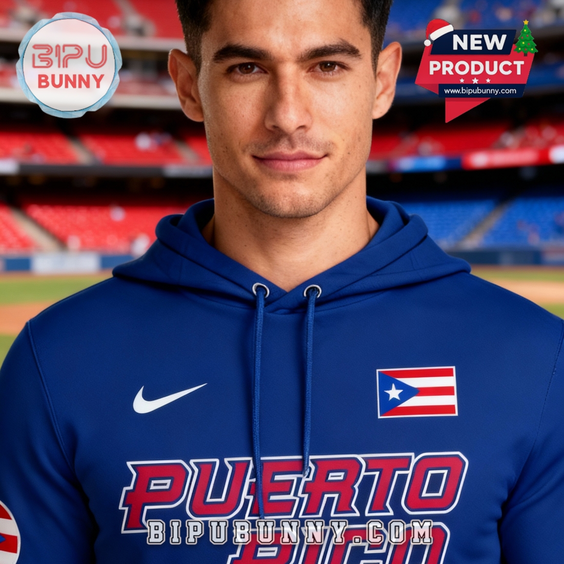 Puerto Rico Baseball x Peanut 2026 World Baseball Navy Hoodie Puerto Rico Baseball x Peanut 2026 World Baseball Navy Hoodie