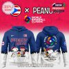 Front and back view of blue Puerto Rico baseball hoodie with cartoon characters and tournament logo!