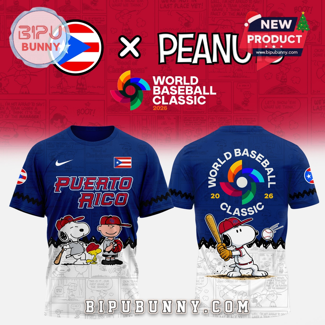 Puerto Rico Baseball x Peanut 2026 World Baseball Navy Hoodie Puerto Rico Baseball x Peanut 2026 World Baseball Navy Hoodie