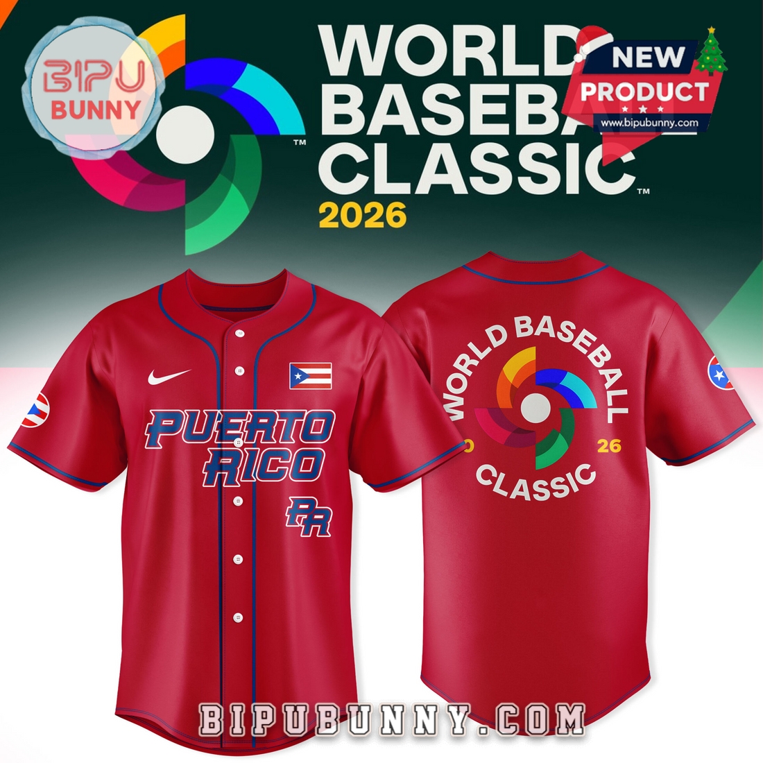 Puerto Rico Baseball x Peanut 2026 World Baseball Red Jersey Puerto Rico Baseball x Peanut 2026 World Baseball Red Jersey