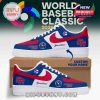 Puerto Rico World Baseball Classic 2026 custom low-top sneakers on display box with personalization option.