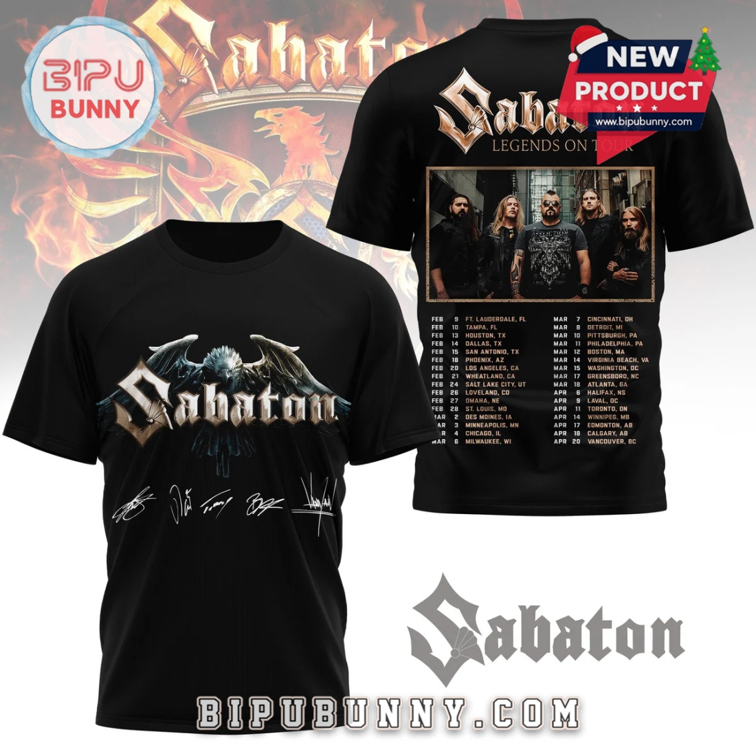 Sabaton Legends On Tour 2026 Signatures 3D Shirt Sabaton Legends On Tour 2026 Signatures 3D Shirt