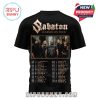 Sabaton Legends On Tour band photo and tour dates printed on a black T-shirt.!