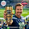 Fan holding Seattle Seahawks YETI tumbler on football field with stadium crowd!