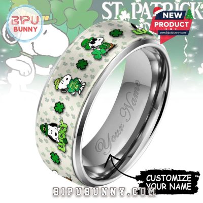Snoopy St. Patrick’s Day Silver Tungsten Ring