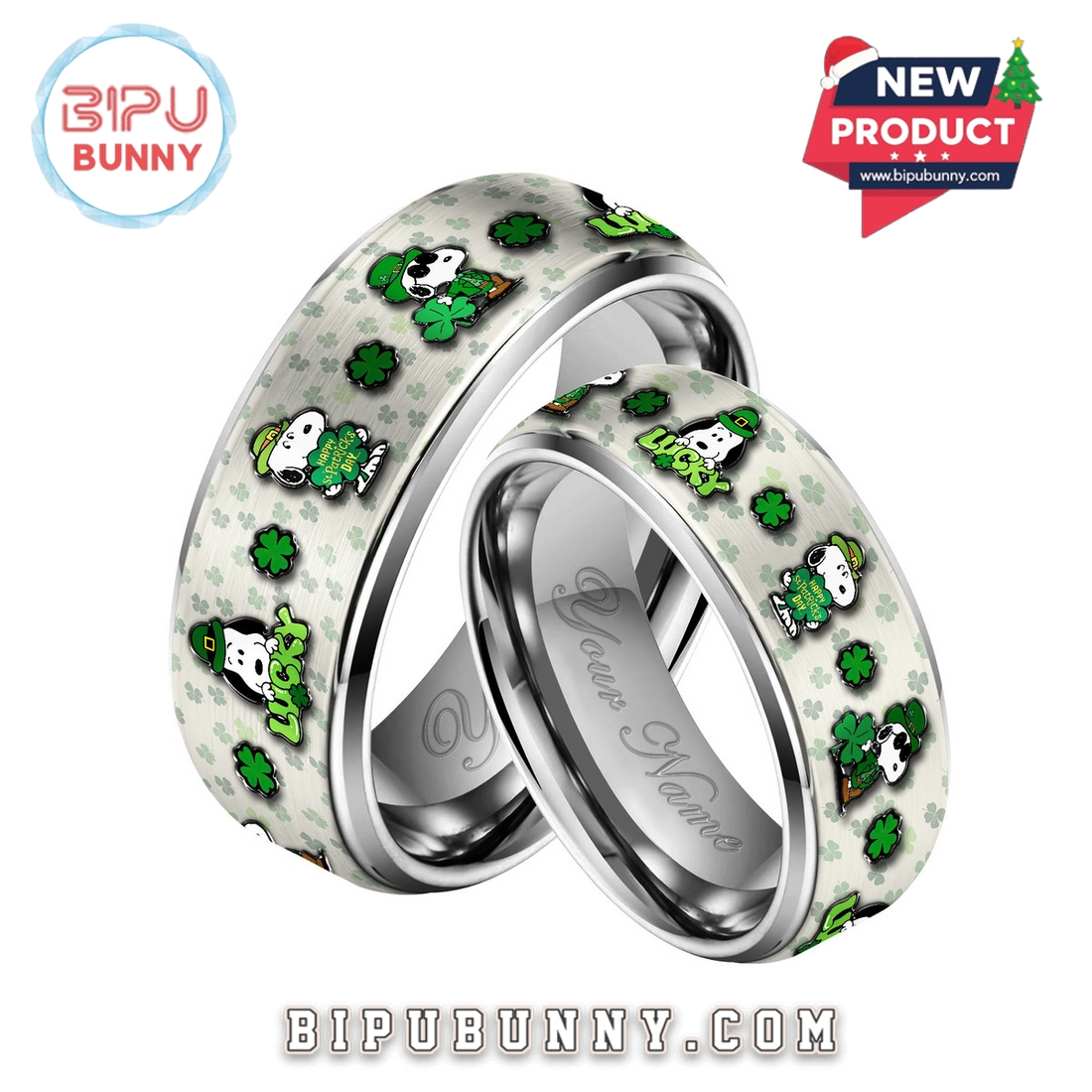 Snoopy St. Patrick’s Day Silver Tungsten Ring Snoopy St. Patrick’s Day Silver Tungsten Ring