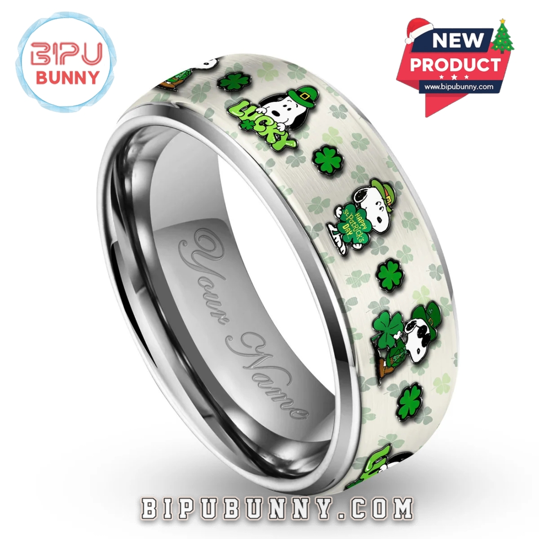 Snoopy St. Patrick’s Day Silver Tungsten Ring Snoopy St. Patrick’s Day Silver Tungsten Ring