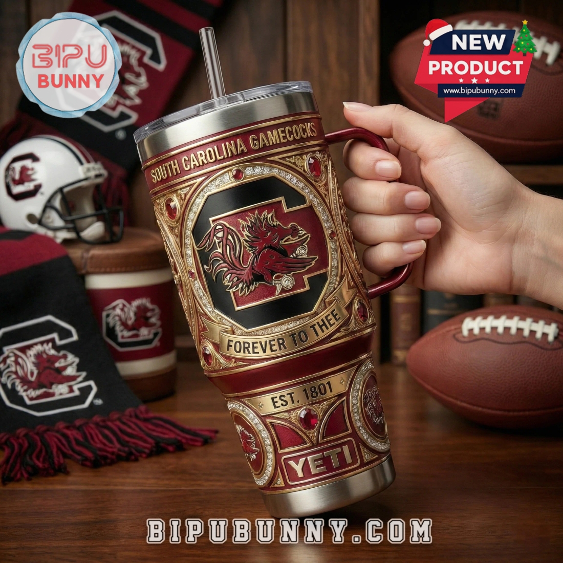South Carolina Gamecocks 40oz Tumbler With Handle South Carolina Gamecocks 40oz Tumbler With Handle