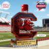 Letter C shaped rooster whiskey bottle with red wax cap displayed on a football field!