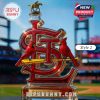 St. Louis Cardinals logo-shaped bottle with horse-shaped lid and cardinal birds.