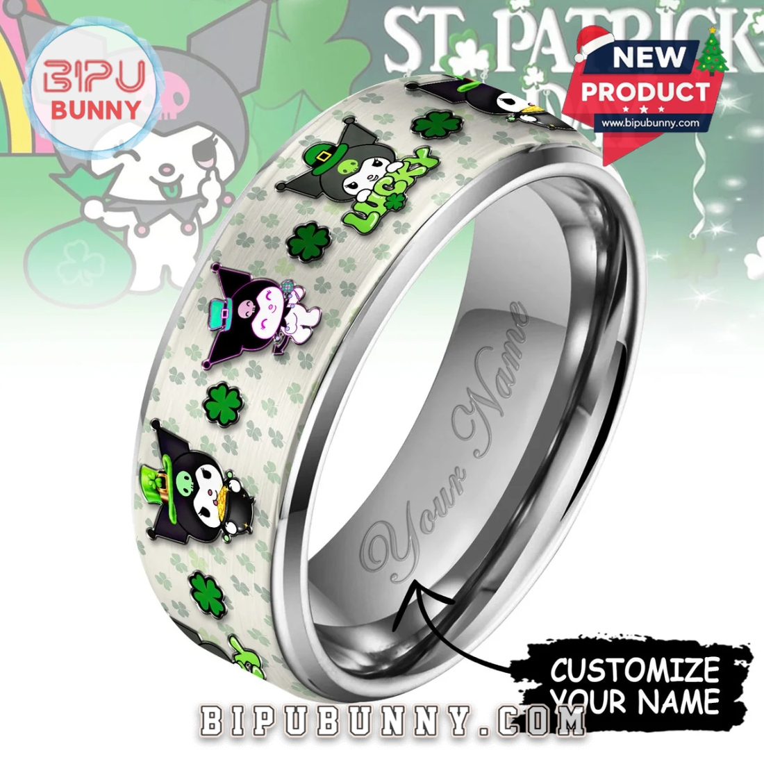 St. Patrick’s Day Silver Tungsten Ring St. Patrick’s Day Silver Tungsten Ring