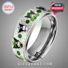 St. Patrick's Day silver tungsten ring with shamrock design. Durable and stylish for celebrating Irish heritage.