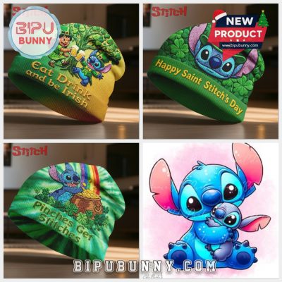 Stitch St Patricks Day Beanie Hat