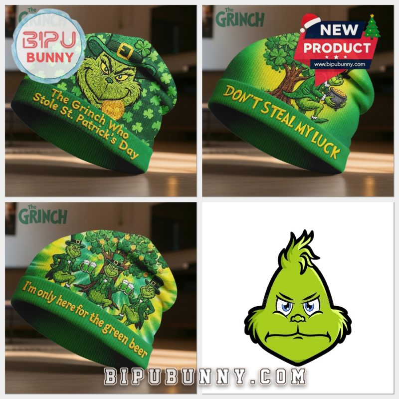 The Grinch St Patricks Day Beanie Hat The Grinch St Patricks Day Beanie Hat
