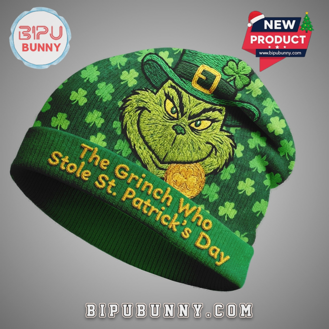 The Grinch St Patricks Day Beanie Hat The Grinch St Patricks Day Beanie Hat