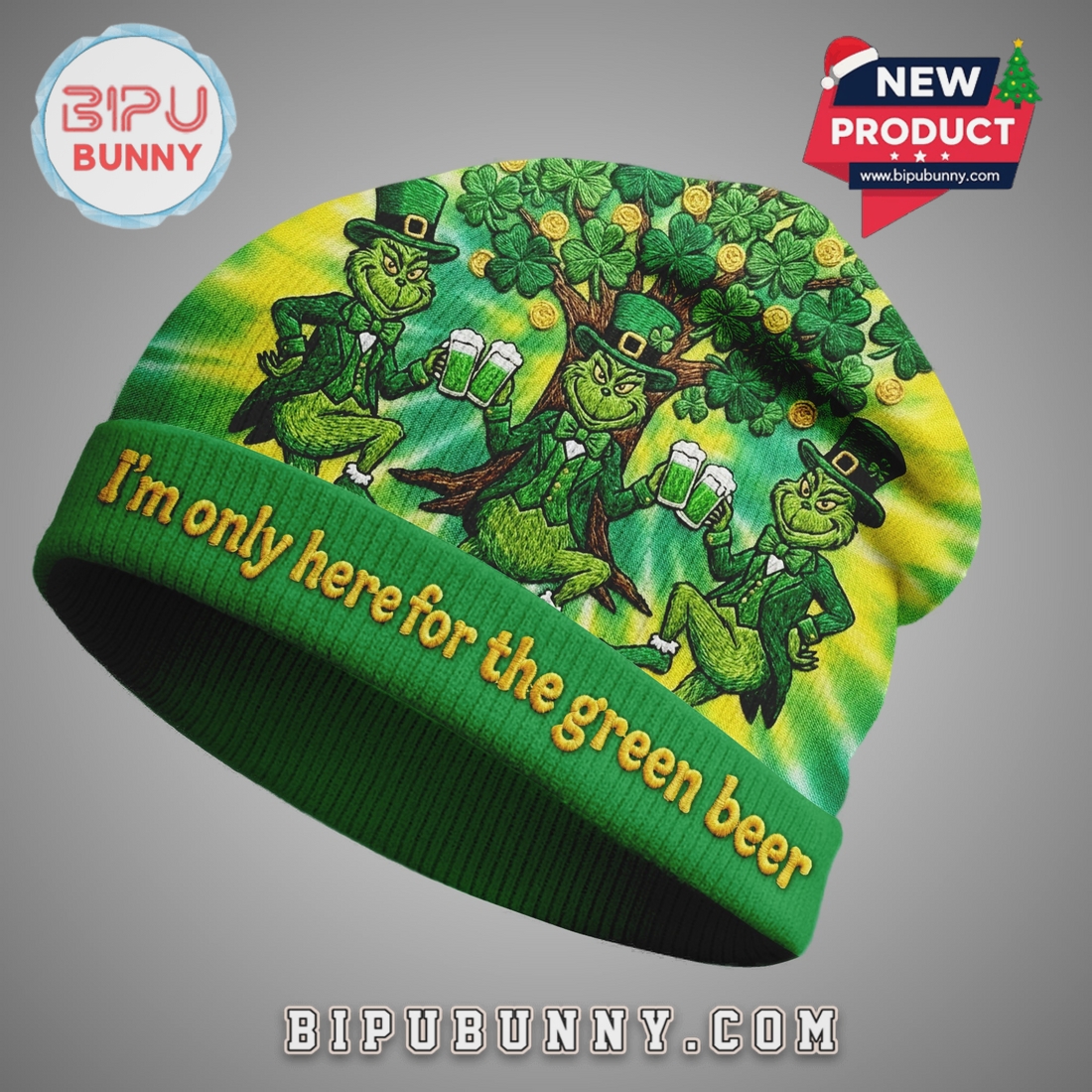 The Grinch St Patricks Day Beanie Hat The Grinch St Patricks Day Beanie Hat