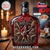 Commemorative red whiskey bottle for AC/DC’s 53rd year with electric guitar motifs and vintage black cap reminiscent of classic American whiskey!