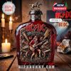 Custom whiskey bottle for AC/DC’s 53rd anniversary with dynamic label and equestrian bottle cap, placed among rock posters and soft glowing candles!
