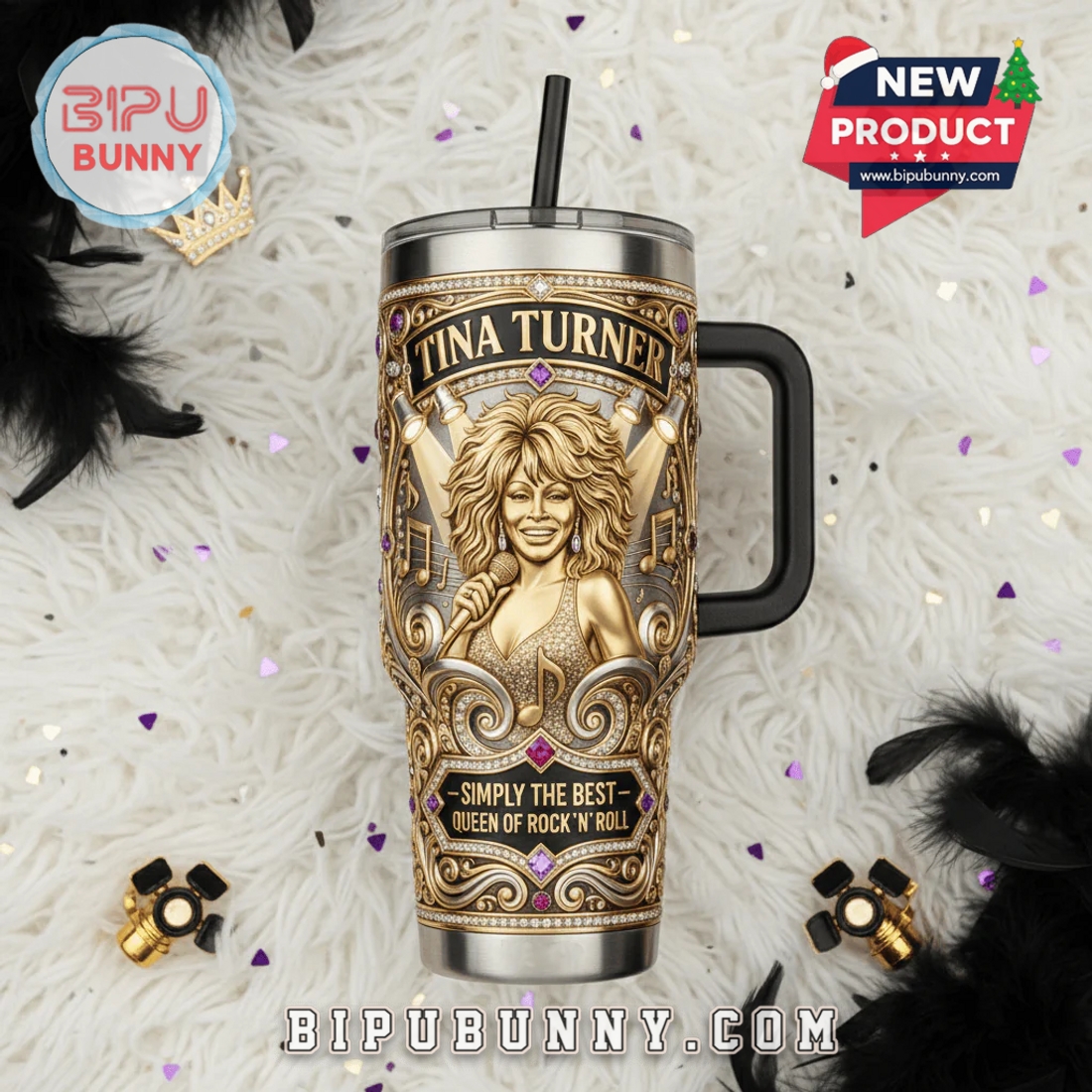 Tina Turner 40oz Tumbler With Handle Tina Turner 40oz Tumbler With Handle