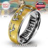 Tom Petty Heartbreakers tungsten ring. Silver band etched with logo. Durable & stylish tribute to rock legend.