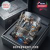 40th Anniversary Transformers whiskey glass placed in a metal-themed gift box, featuring sculpted robot and mechanical iconography for collectors!