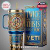 TWICE World Tour 2026 YETI Tumbler featuring the group's logo and tour dates. Keeps drinks hot or cold for hours.