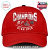 Red cap celebrating 2025 Utah Utes Las Vegas Bowl victory with bold front design and team pride.
