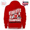 Back view of Utah Utes 2025 champions hoodie with trophy design.