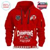 Close-up of front design on Utah Utes champions hoodie.