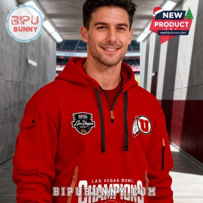 Utah Utes Las Vegas Bowl Champions 2026 Red Quarter-Zip Hoodie