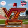 VT logo whiskey bottle with red wax cap displayed on a football field!