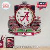 Alabama Crimson Tide stadium wall clock featuring the team logo, mascot, and 'Roll Tide' text.!