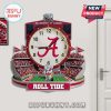 University of Alabama clock with stadium, elephant mascot, and 'Roll Tide' text.!
