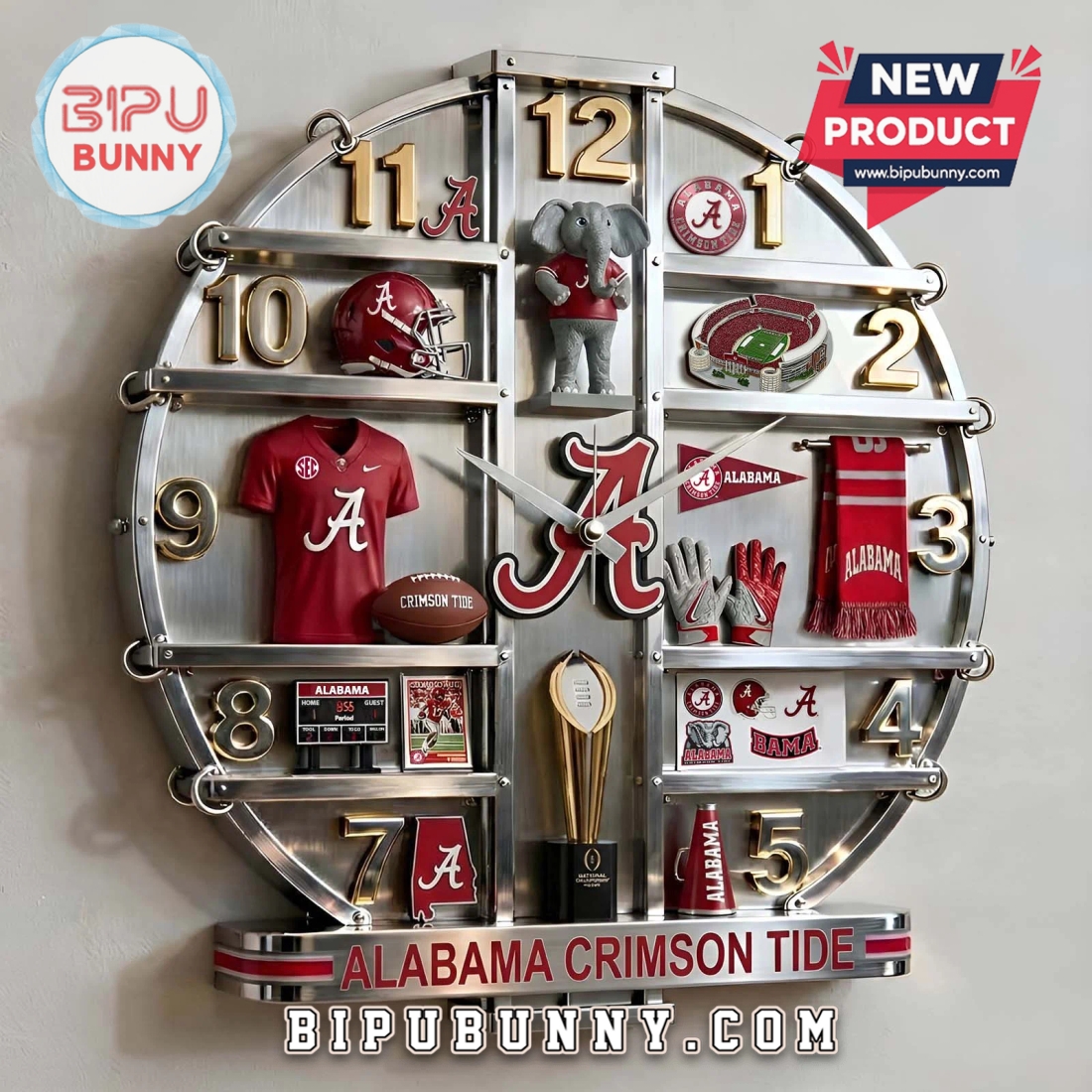 Alabama Crimson Tide 3D Visual Effect Decorative Wall Clock Alabama Crimson Tide 3D Visual Effect Decorative Wall Clock