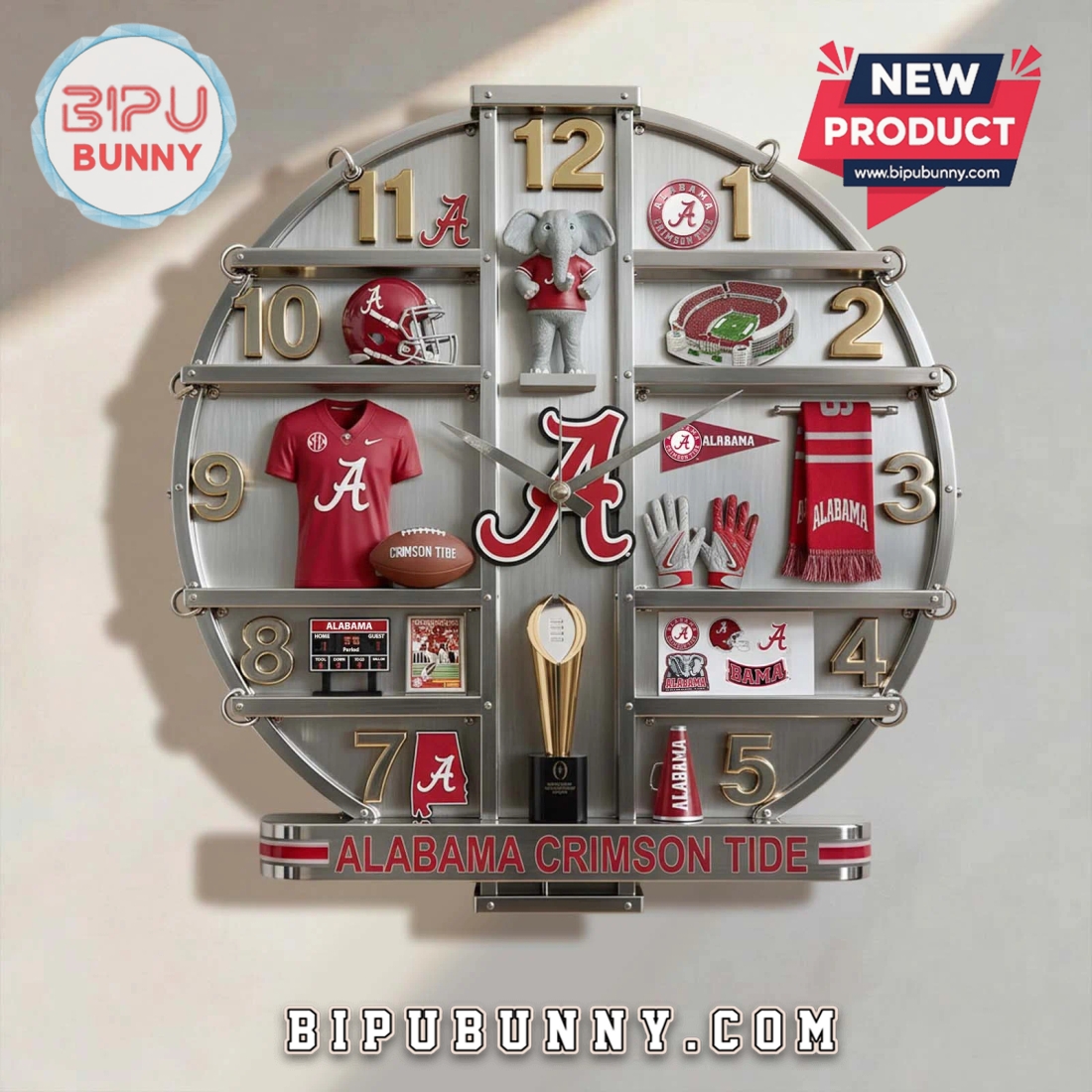 Alabama Crimson Tide 3D Visual Effect Decorative Wall Clock Alabama Crimson Tide 3D Visual Effect Decorative Wall Clock