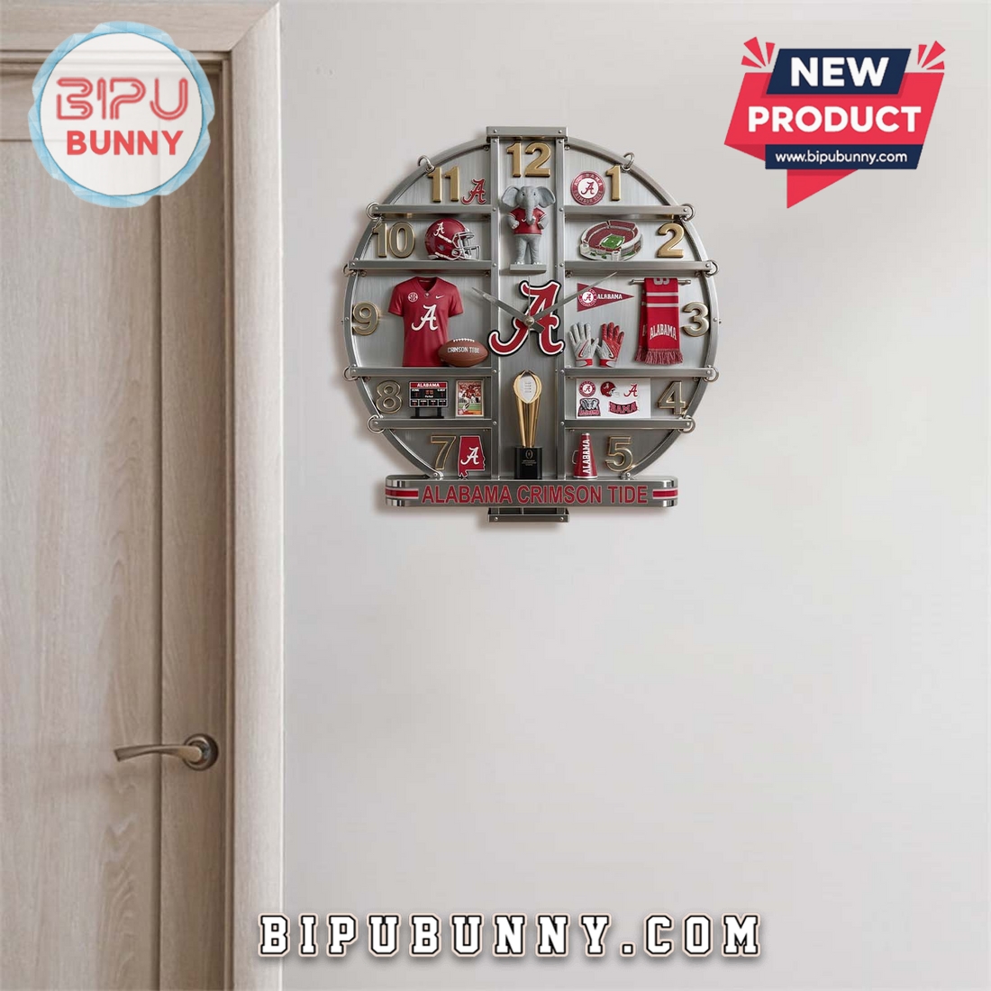 Alabama Crimson Tide 3D Visual Effect Decorative Wall Clock Alabama Crimson Tide 3D Visual Effect Decorative Wall Clock