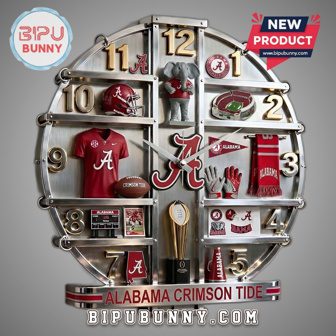 Alabama Crimson Tide 3D Visual Effect Decorative Wall Clock Alabama Crimson Tide 3D Visual Effect Decorative Wall Clock