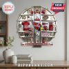 Arizona Cardinals themed wall clock featuring team logos, jersey, stadium, and Super Bowl trophy on display shelves!