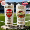 Two white tumblers feature the Arsenal logo and Emirates Stadium design; both can be personalized with a name.!