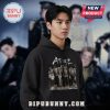 Black hoodie featuring Ateez members' portraits and signatures.!